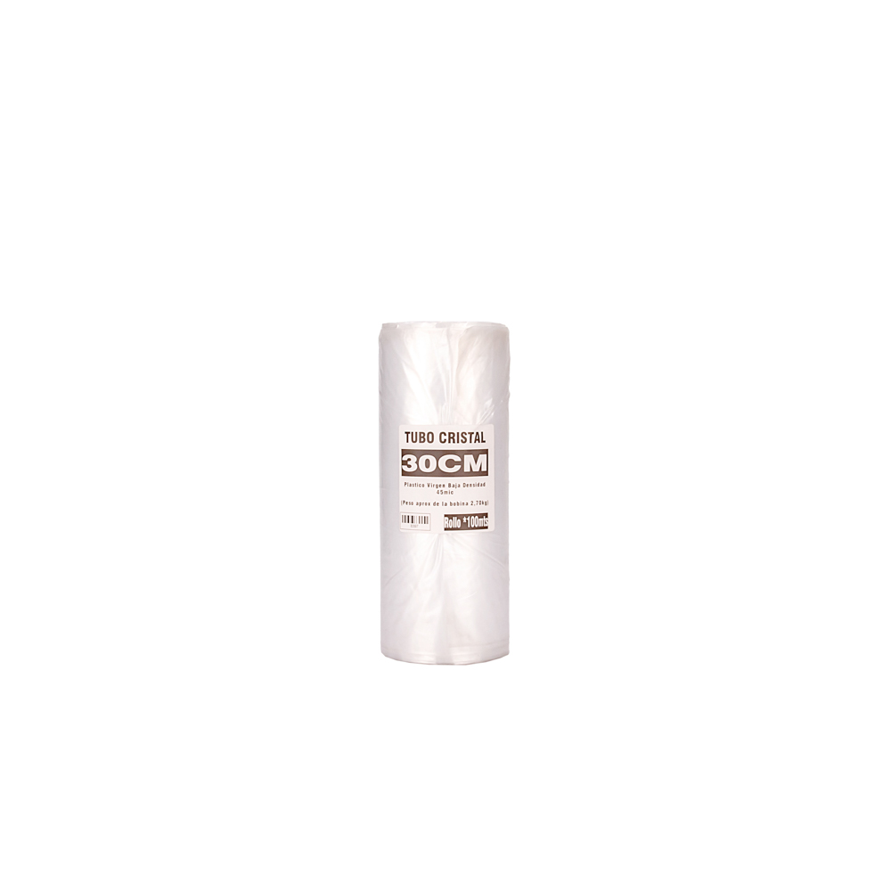 TUBO SIN CORTE mE PE CRISTAL (B/D - 45MIC) .30CM*100MTS *UNID
