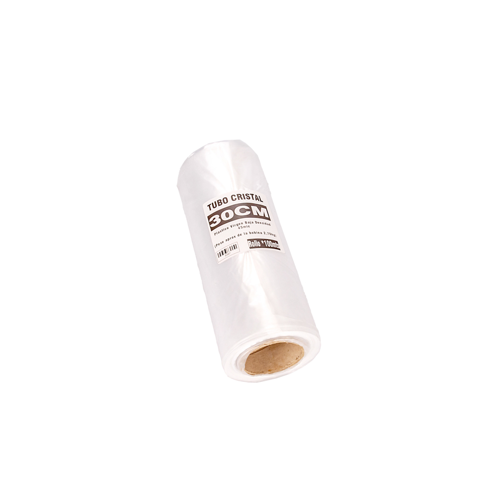 TUBO SIN CORTE mE PE CRISTAL (B/D - 45MIC) .30CM*100MTS *UNID
