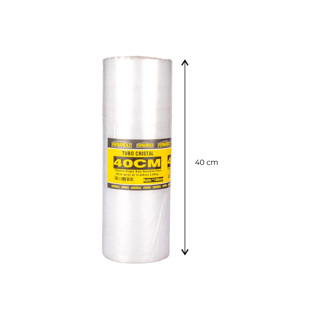 TUBO SIN CORTE mE PE CRISTAL (B/D - 45MIC) .40CM*100MTS *UNID