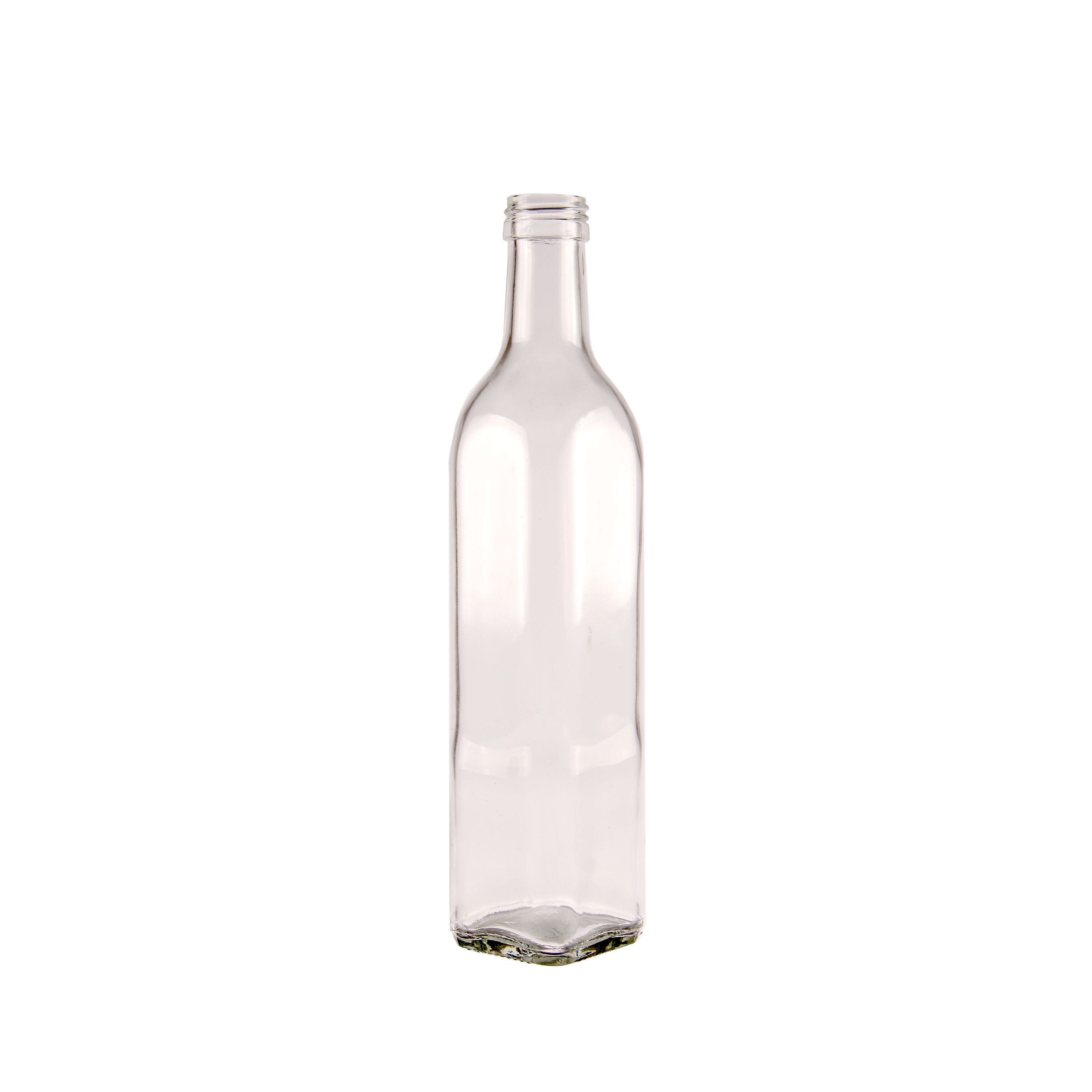 BOTELLA VIDRIO CRISTAL ACEITE 250CC CUADRADA ALTA (SIN TAPA) PACK *20UNID