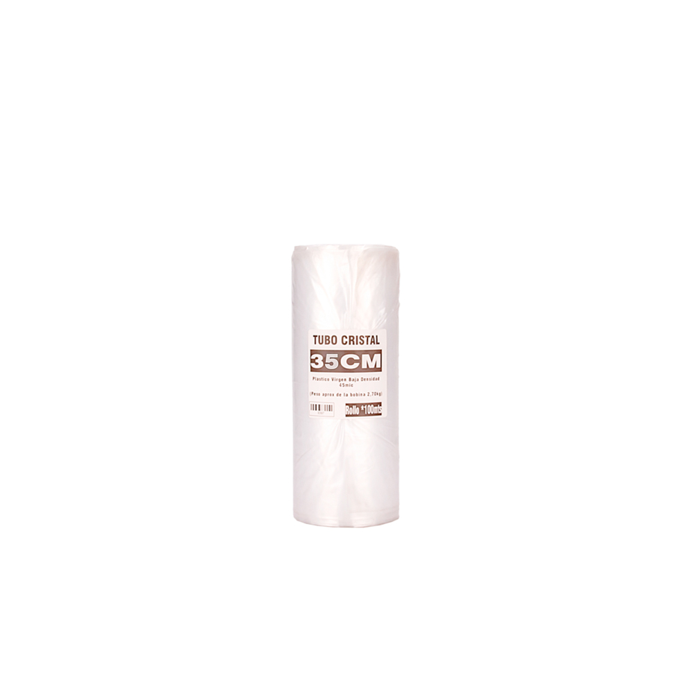 TUBO SIN CORTE mE PE CRISTAL (B/D - 45MIC) .35CM*100MTS *UNID