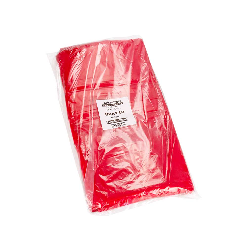 BOLSAS RESIDUO ROJA CANDE (PAQ*50U) 80*100 REFORZADAS (35MIC) *UNID