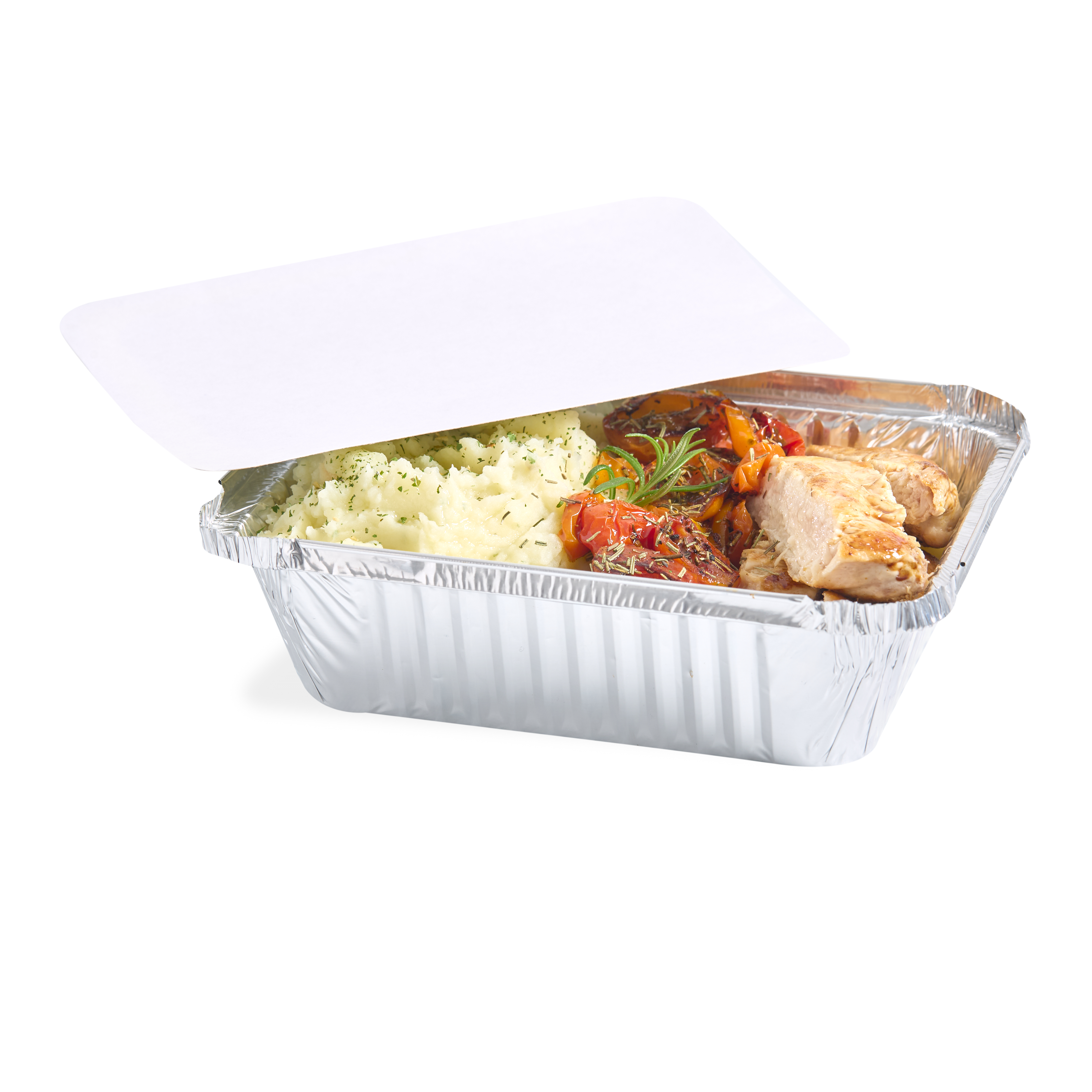 BANDEJA ALUMINIO DARNEL CON TAPA ALUMINIO.F-100 (32OZ-1000ML) CAJA*100UNID.