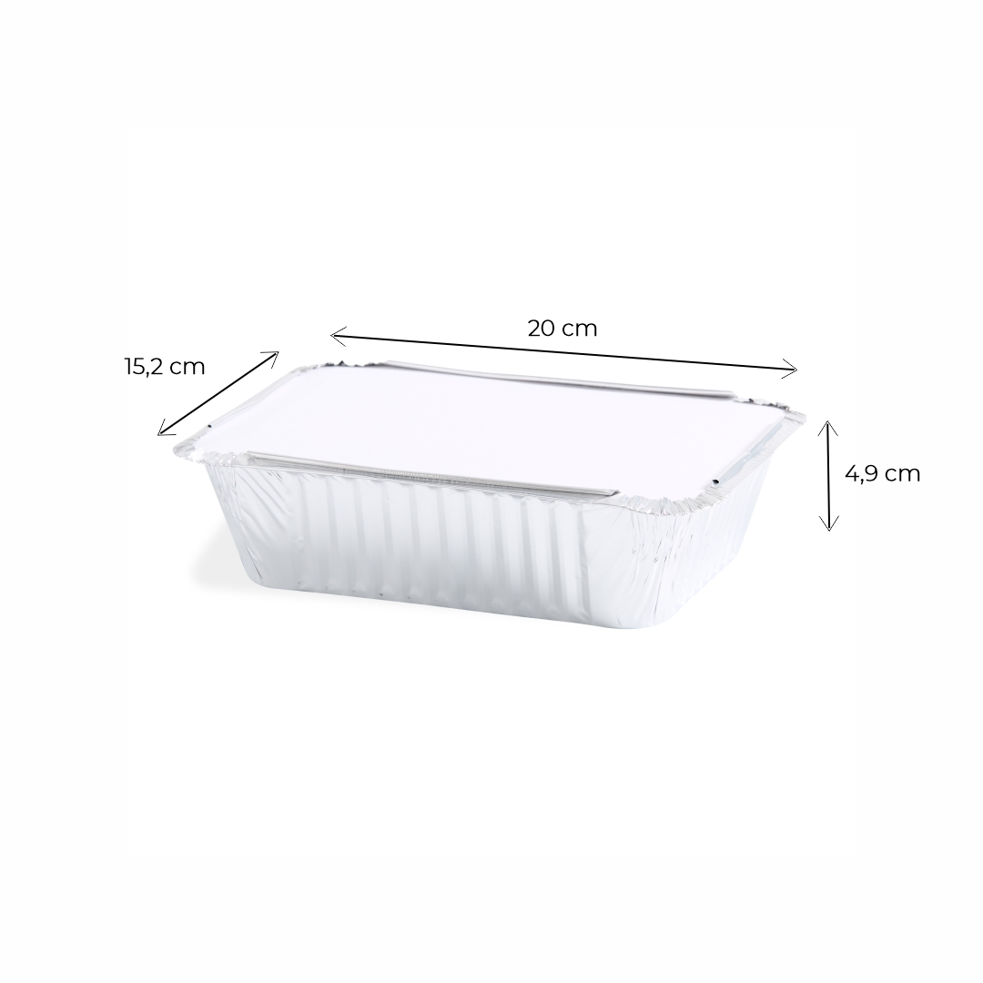 BANDEJA ALUMINIO DARNEL CON TAPA ALUMINIO.F-100 (32OZ-1000ML) CAJA*100UNID.