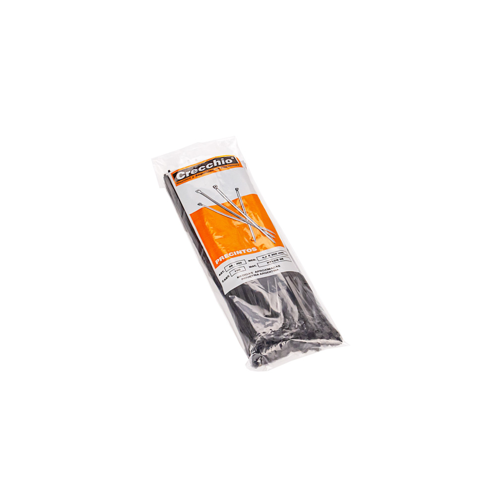 PRECINTOS PLASTICO NEGRO 30CM*4.8MM CRECCHIO *100UNID