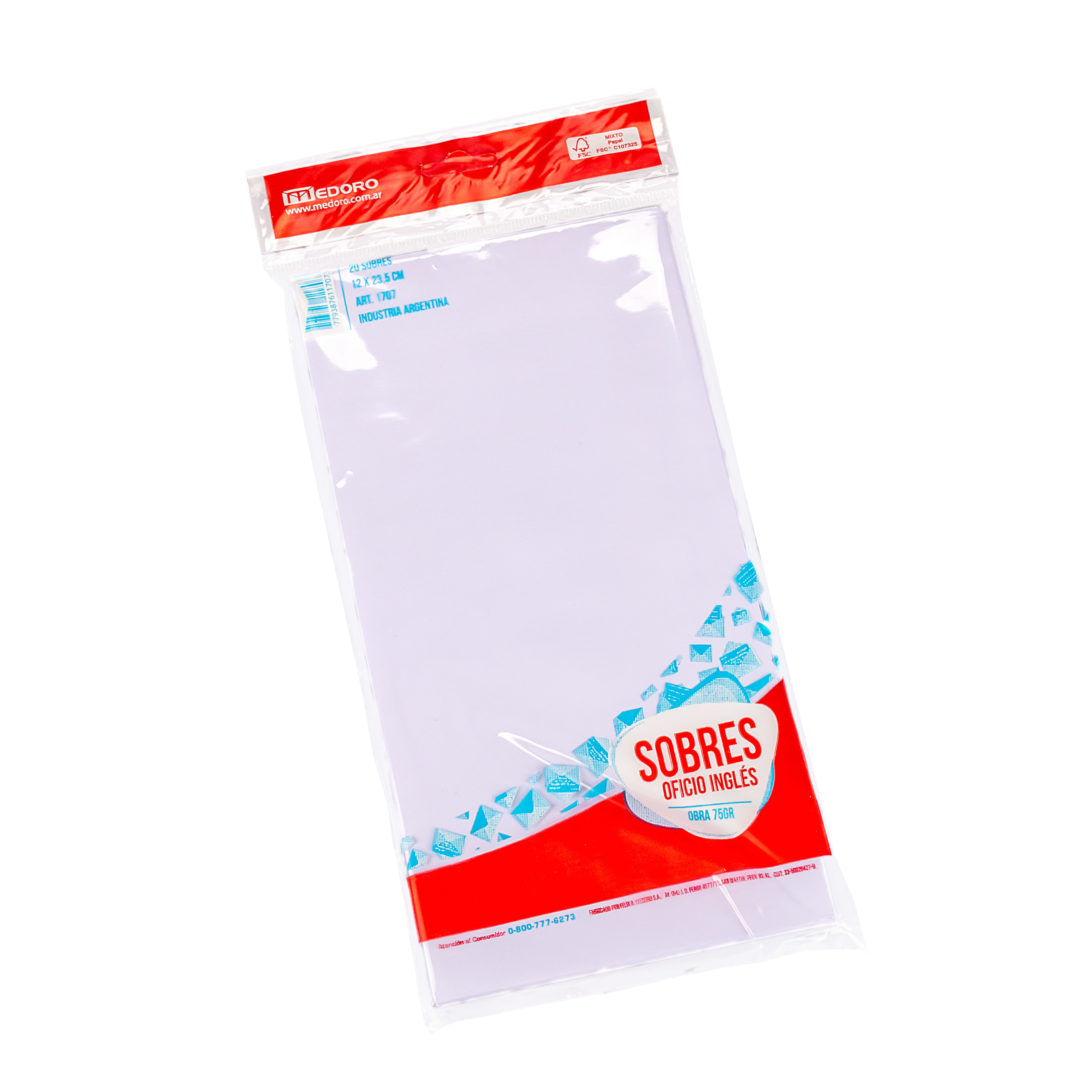 SOBRE OBRA 12*23.5CM (20 UNID) OFICIO INGLES MEDORO 70GRS (1707) *BLISTER