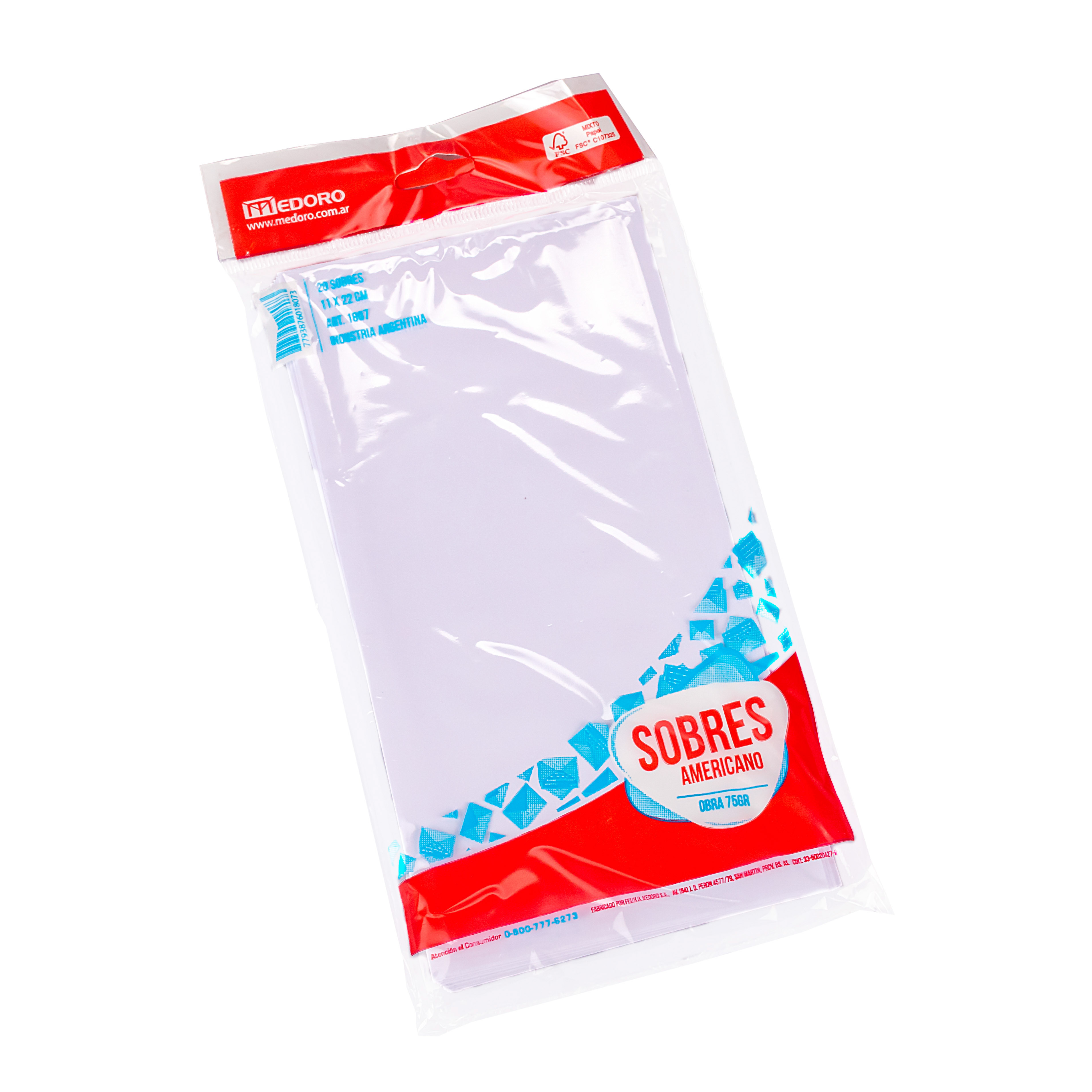 SOBRE OBRA 11*22CM (20 UNID) OFICIO AMERICANO MEDORO 70GRS (1807) *BLISTER