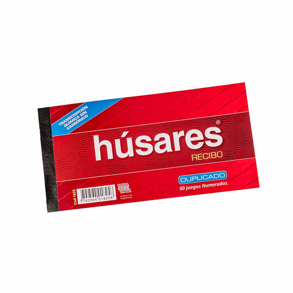 TALONARIO HUSARES RECIBO 21*10CM NUMERADO DUPLICADO (1825) *50 JUEGOS