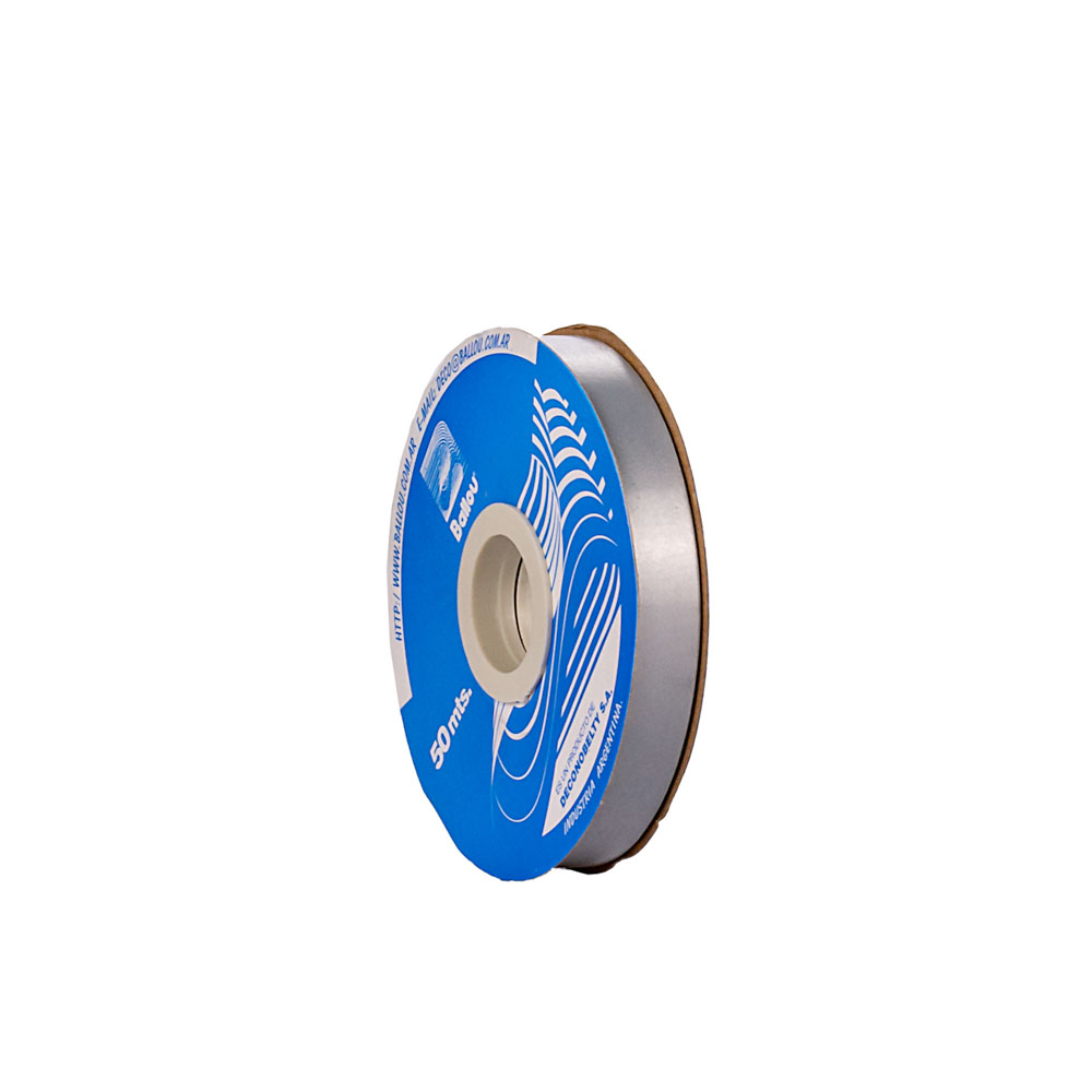 CINTA MOÑOS LISA 12MM ROLLO PLATA *50MTS