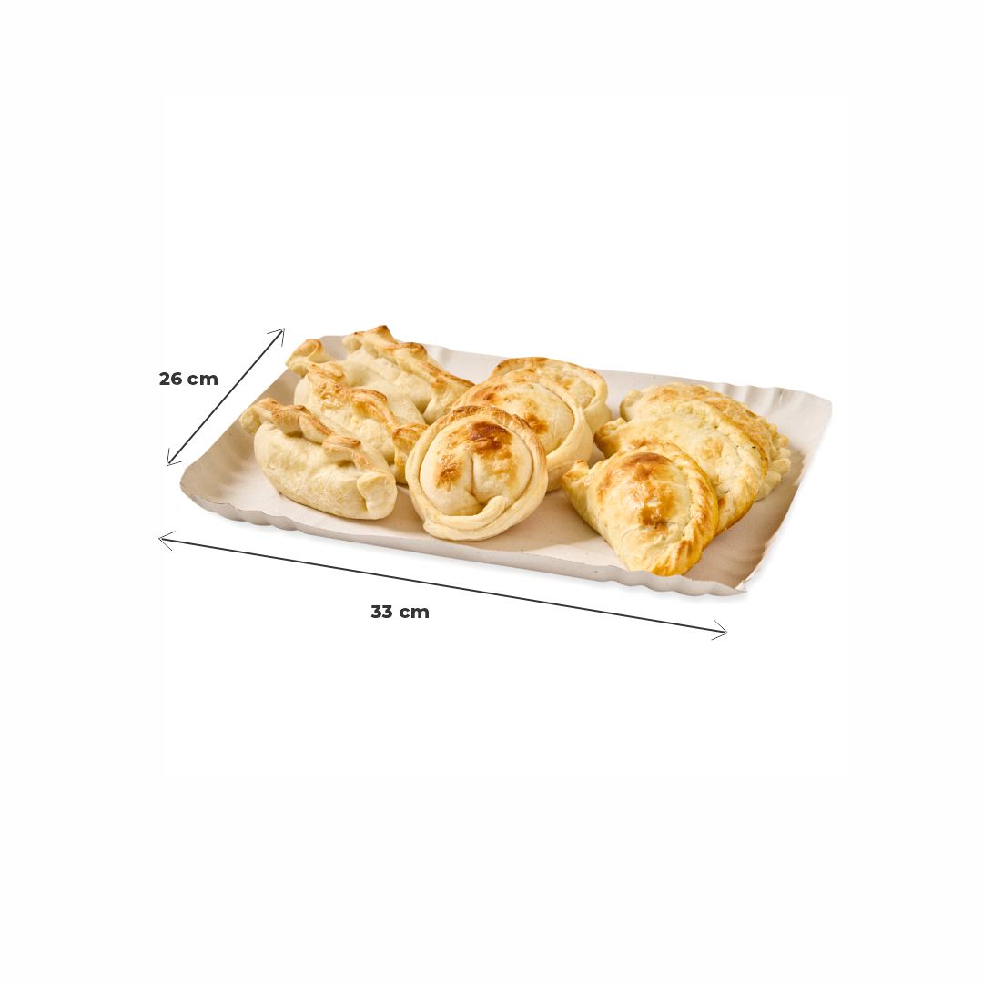 BANDEJA CARTON RECTANGULAR BLANCA LINEA.ROJA Nº7 (26*33CM)*100UNID