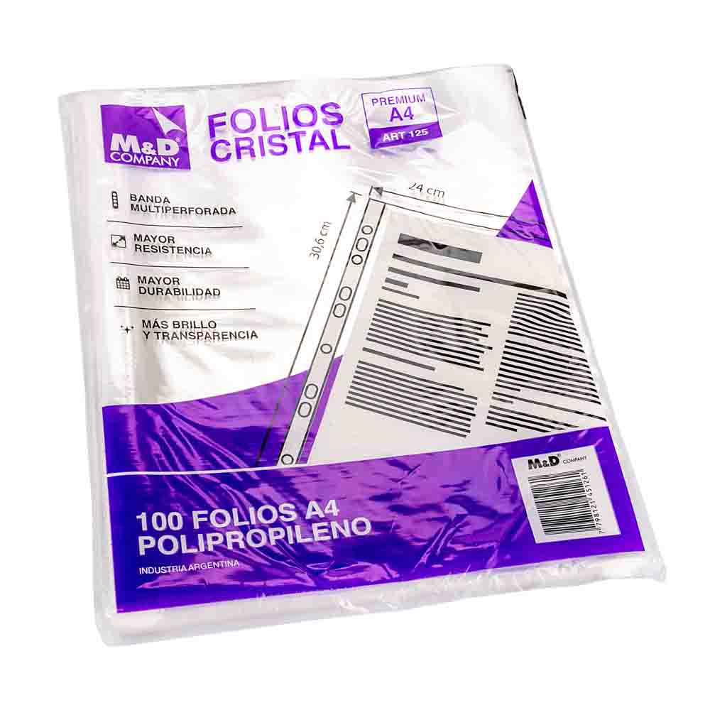 FOLIOS COMERCIALES M&amp;D A4 (100 UNID) (40MIC) *PAQ.