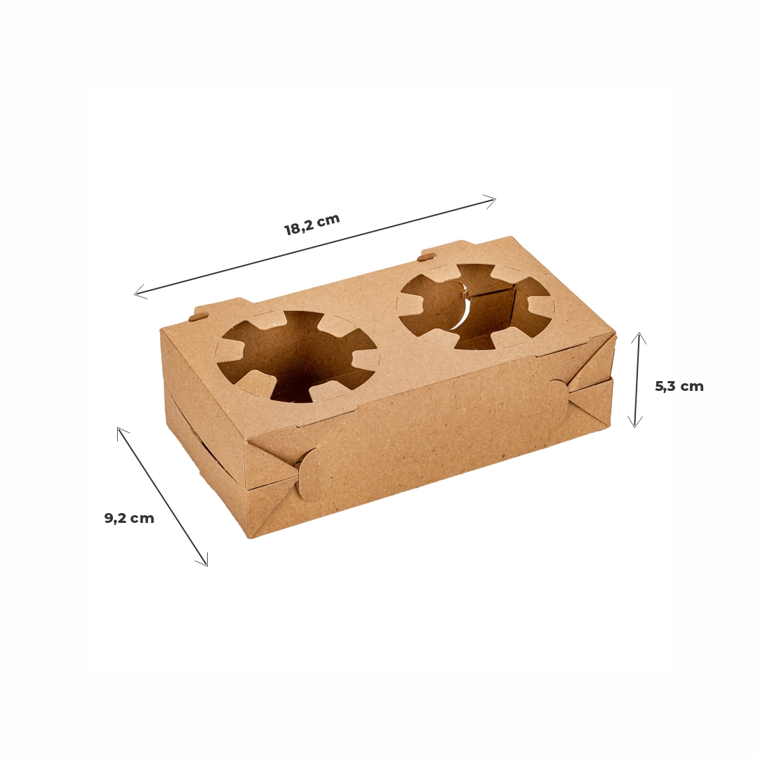 PORTAVASOS BASE CARTON PARA 2 VASOS BIOHZ (18.2*9.2*5.3CM) *400UNID