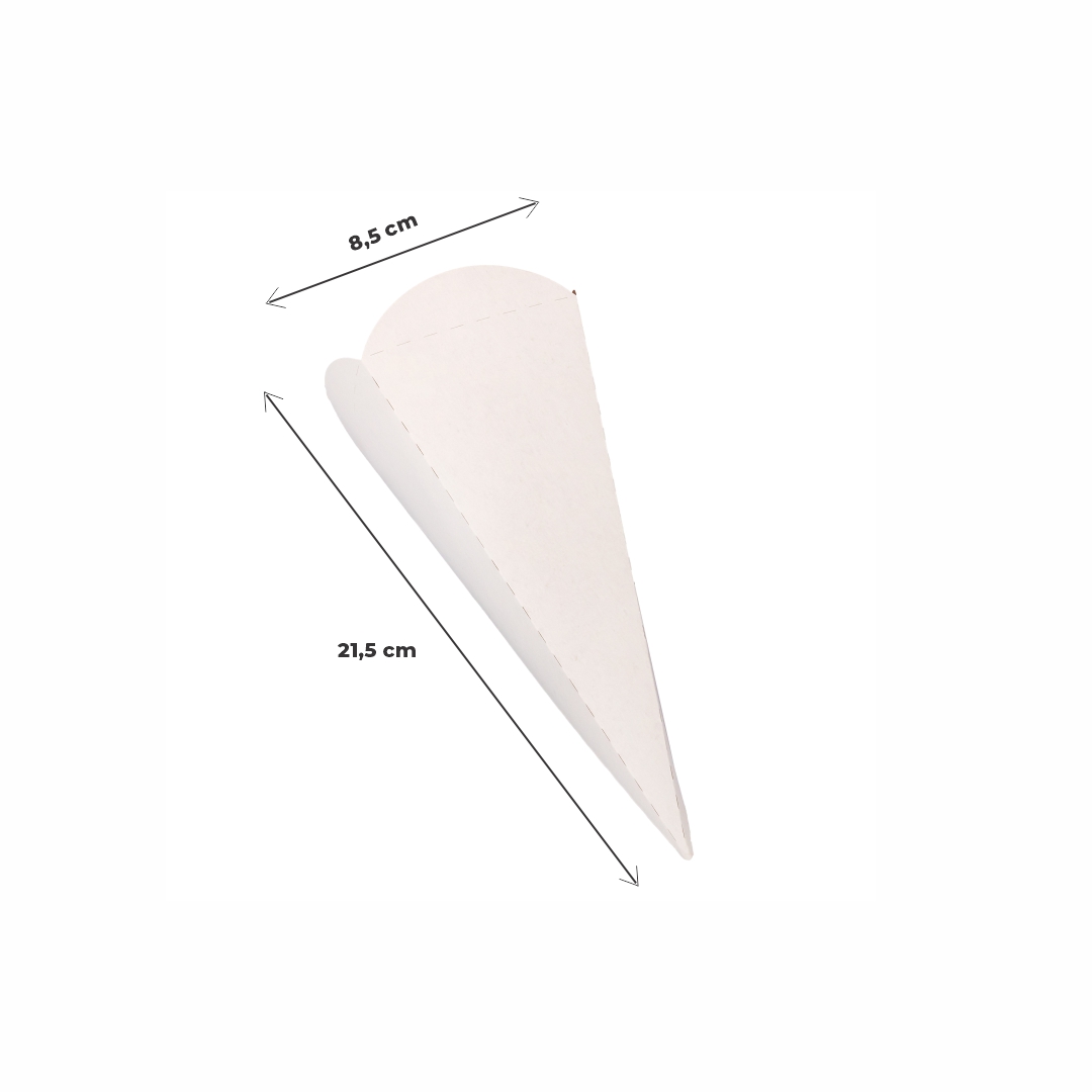 CONO PAPAS FRITAS CARTULINA BLANCA GRANDE BIOHZ (21.5*8.5CM) *800UNID