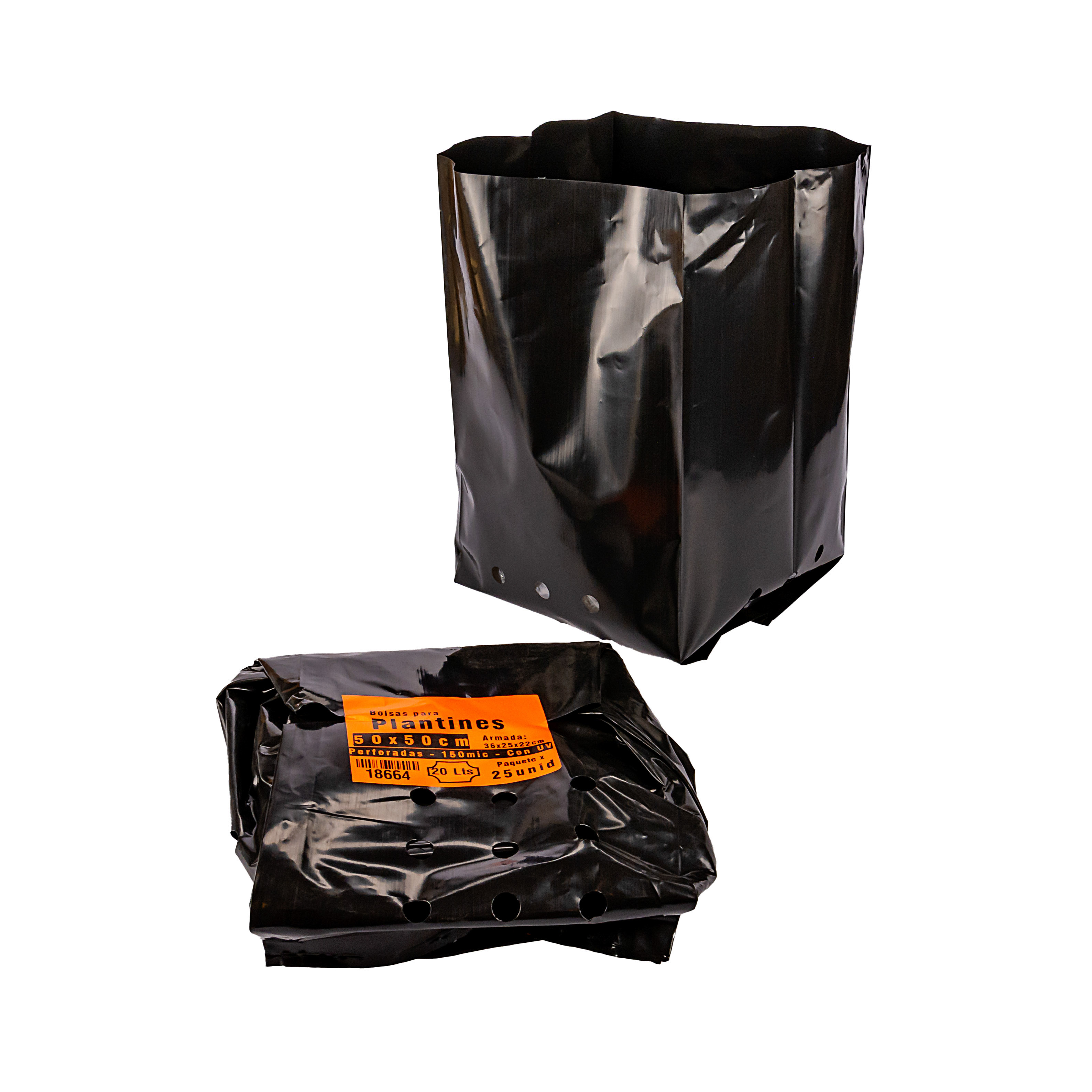 BOLSAS PLANTIN mE (BD - 100MIC - C/PERF - ARMADA 36X25X22) 20 LTS 50X50CM *25UNID