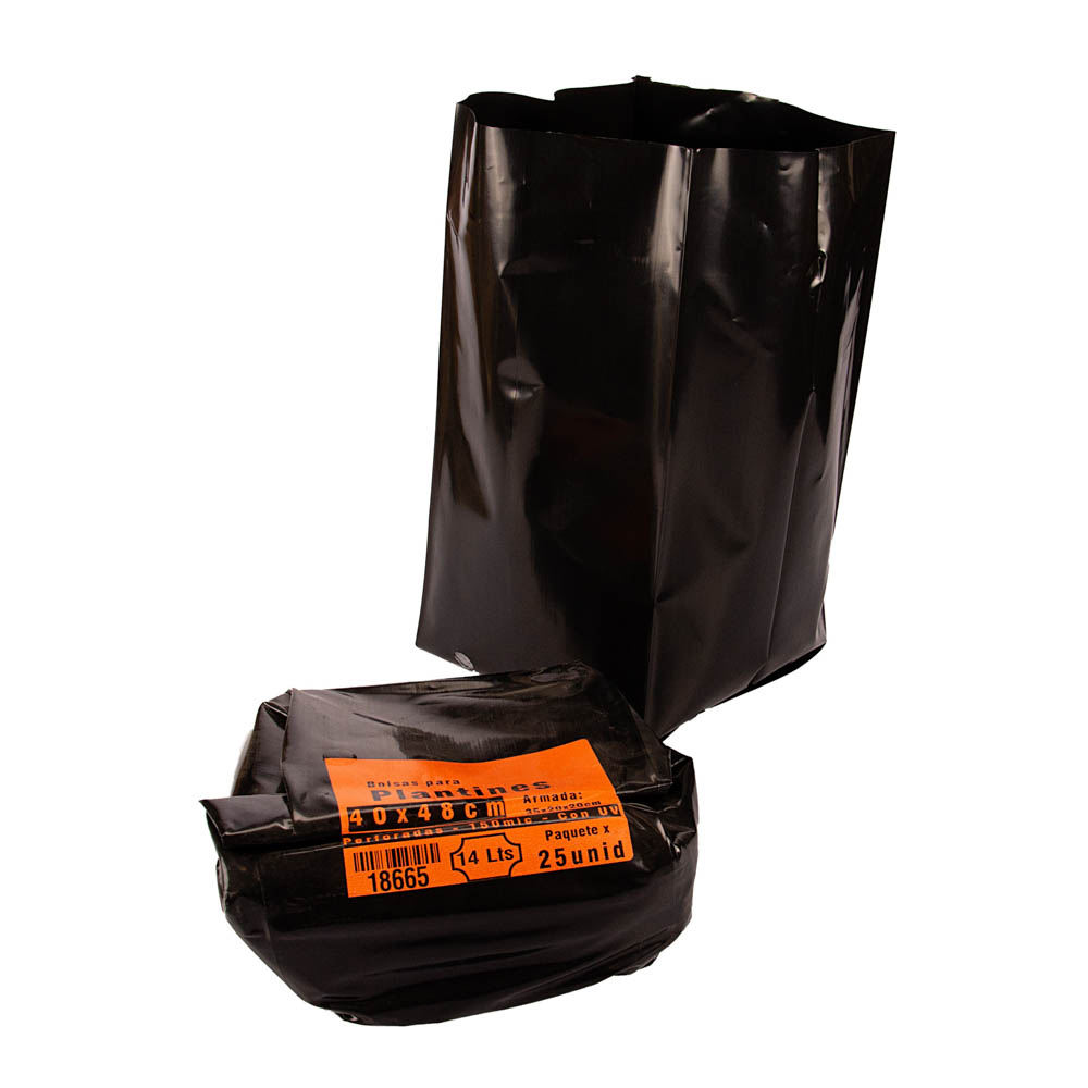 BOLSAS PLANTIN mE (BD - 100MIC - C/PERF - ARMADA 35X20X20) 14 LTS 40X48CM *25UNID