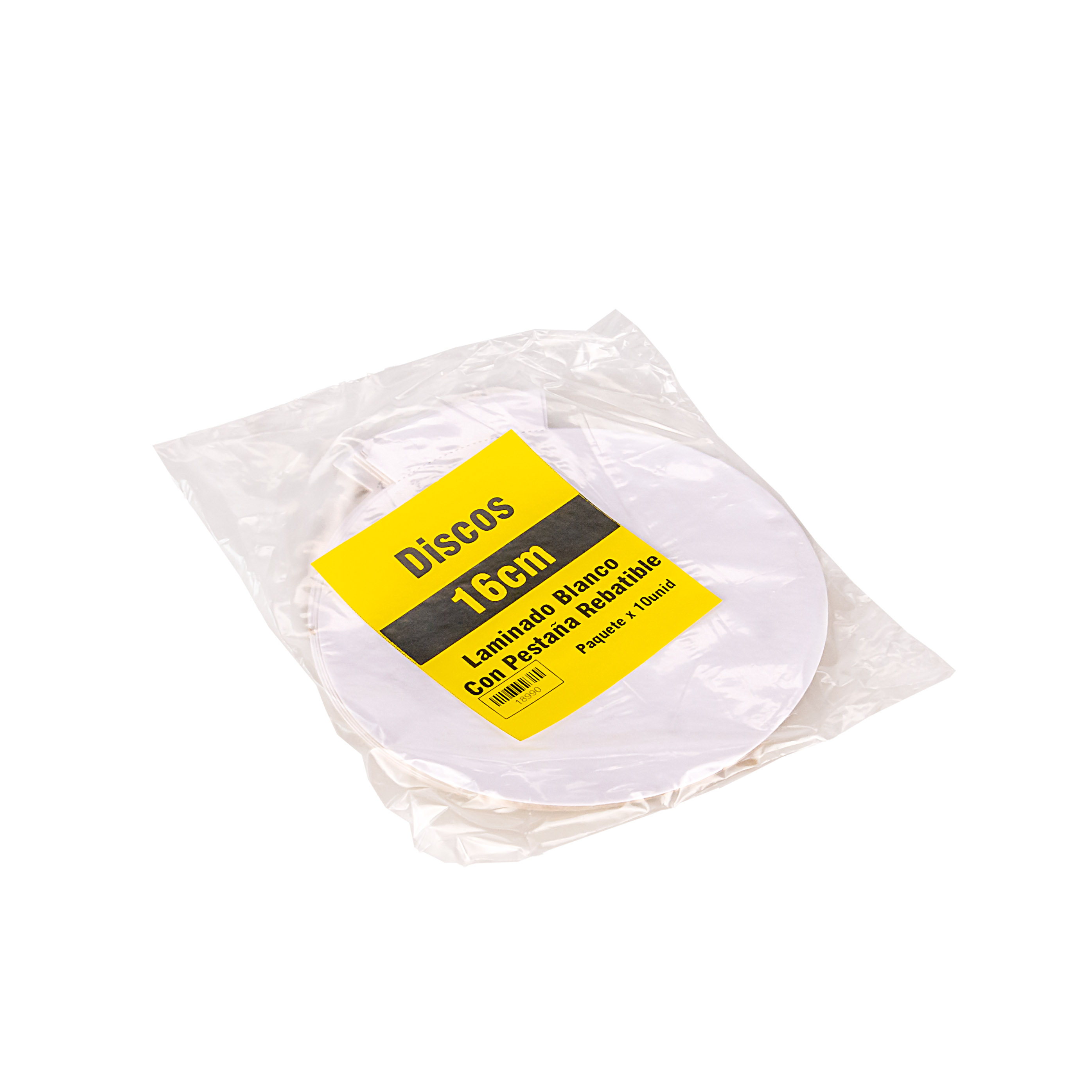 DISCOS DE CARTON LAMINADO BLANCO FERNANDEZ 16CM (1MM C/PESTAÑA) *10UNID
