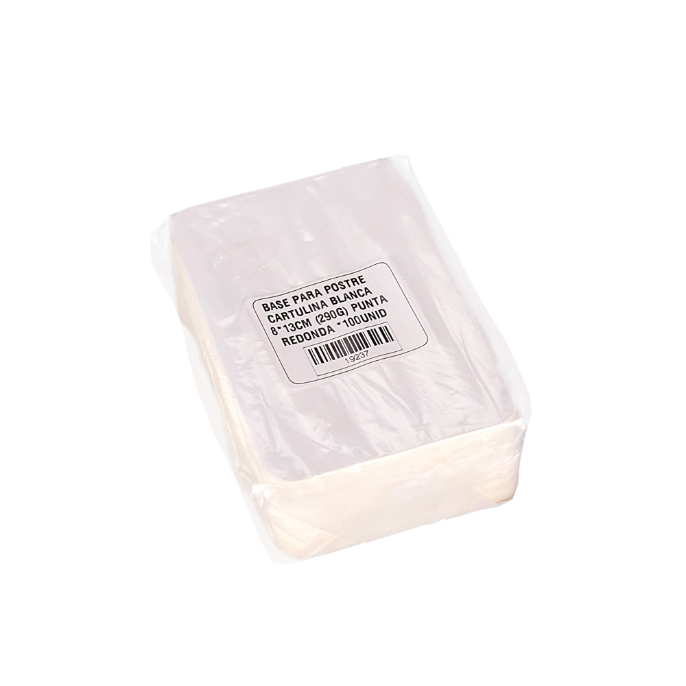BASES DE CARTULINA BLANCA FERNANDEZ (290G) .8X13CM PUNTA REDONDA PAQ*100UNID