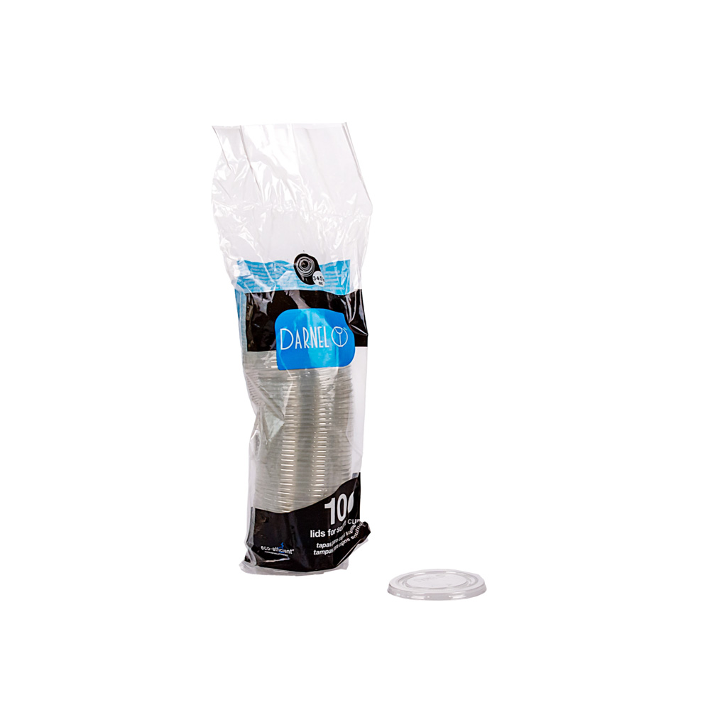 TAPA POTE SOUFFLE PLASTICO CRISTAL. (PARA POTE 4 Y 5.5OZ) PAQ.*100UNID