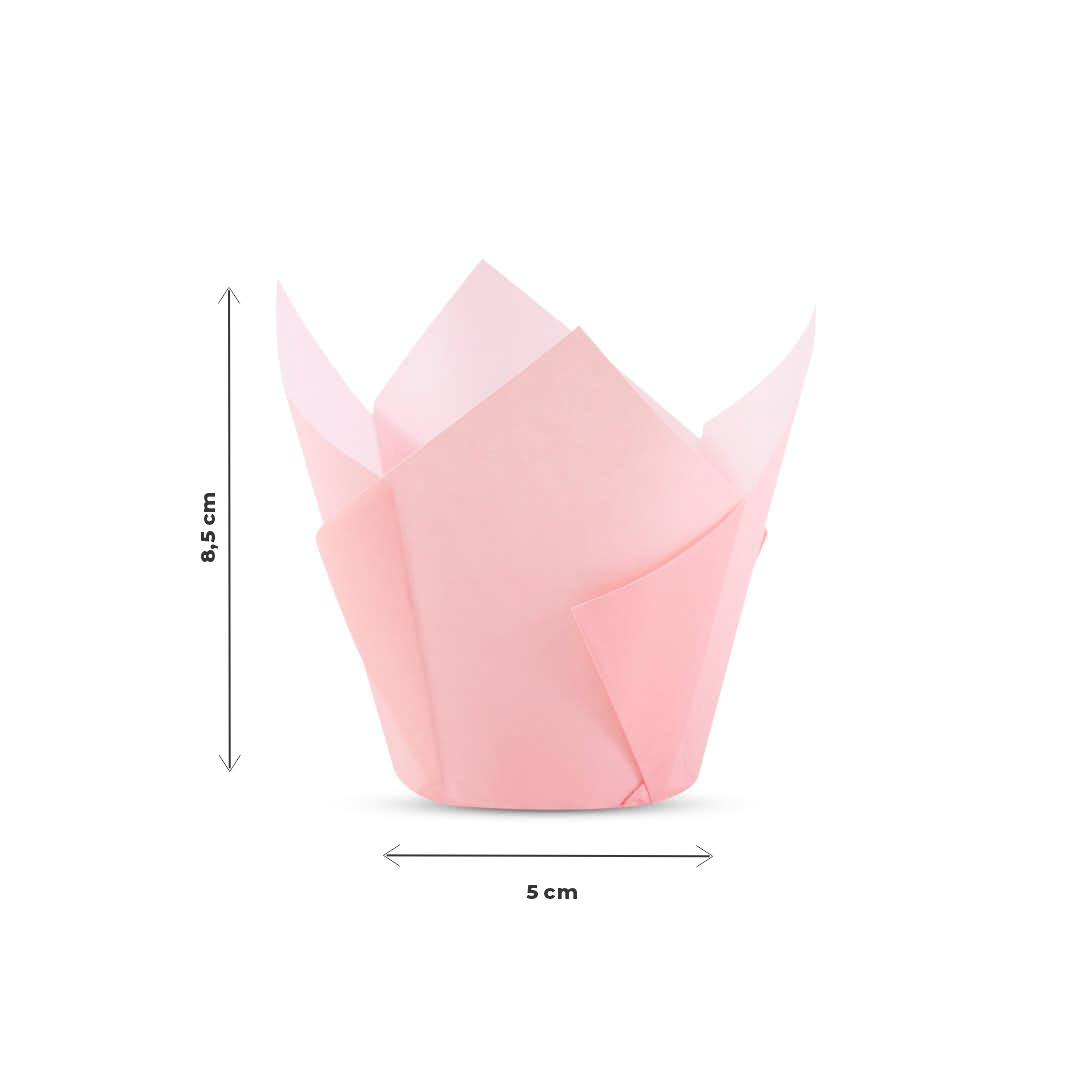 TULIPAS PARA MUFFIN Y CUPCAKE.Nº16 ROSA PASTEL LISA PAQ *200UNID