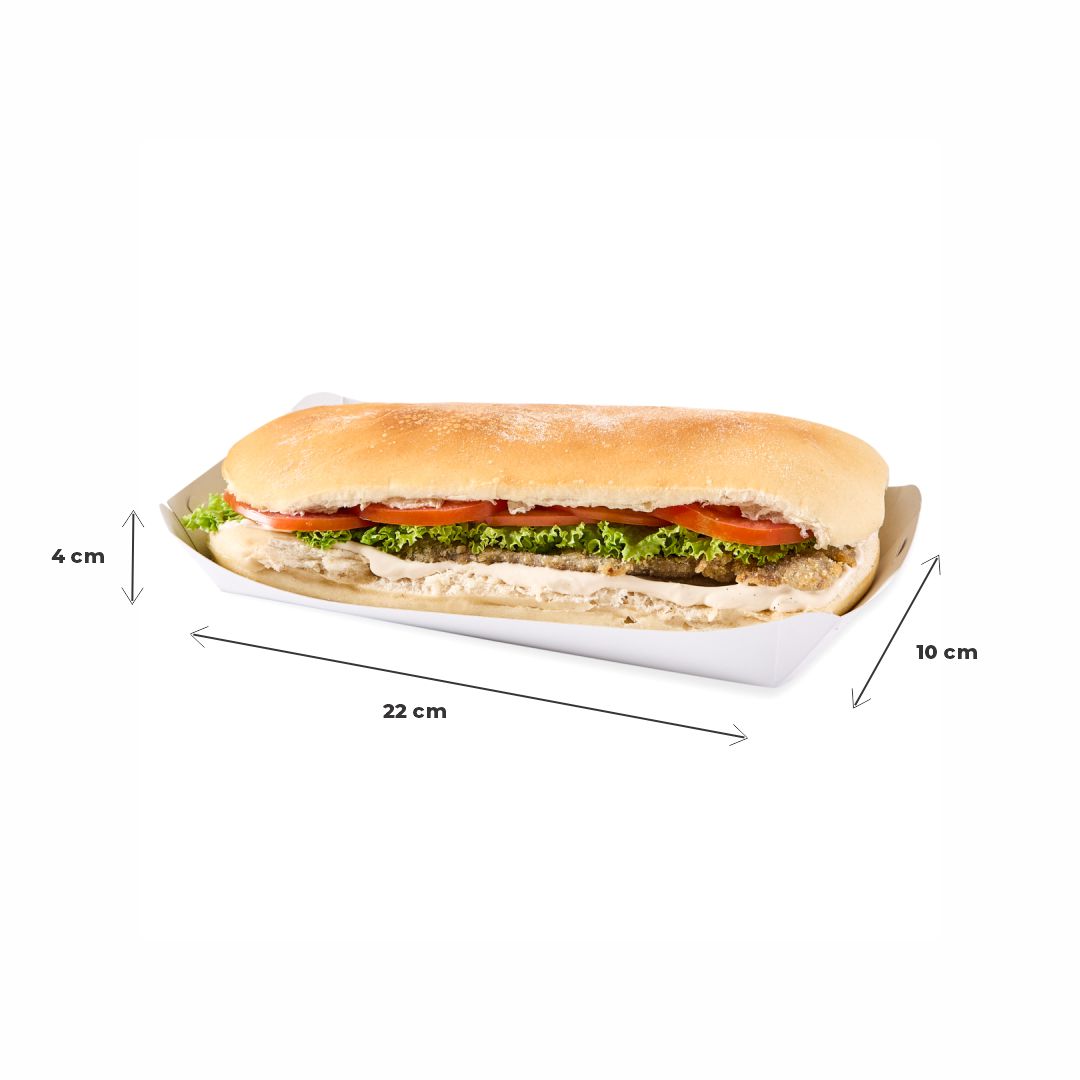 CUBETA SANDWICHERA CARTULINA BLANCA (22*10*4CM) mE *100UNID